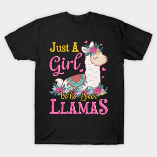 Just A Girl Who Loves Llamas Cute Lama T-Shirt